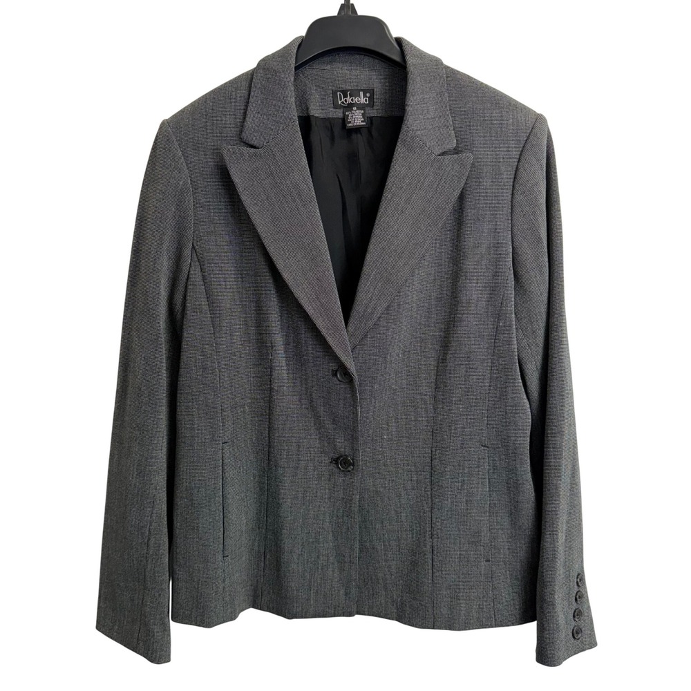 Rafaella Womens Gray Two Button Blazer Jacket Size 12 Professional Office Wear